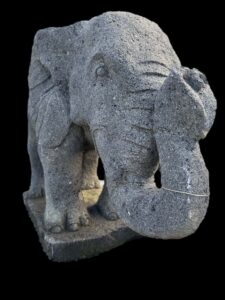 Old Lava Stone Baby Elephant On Base - Image 2