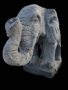 Old Lava Stone Baby Elephant On Base - Image 3