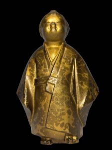 Japanese Gilt Cast Iron Muga Doji Okimono Figurine