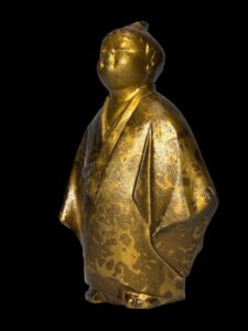 Japanese Gilt Cast Iron Muga Doji Okimono Figurine - Image 3
